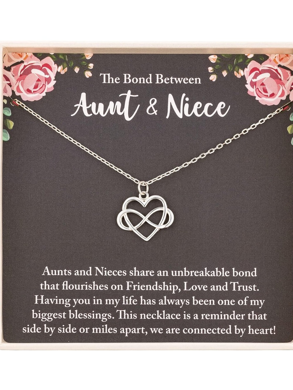 NWT Aunt & Niece Silver Infinity Heart Necklace